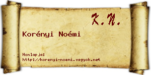 Korényi Noémi névjegykártya
